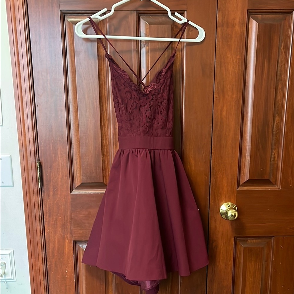 Tobi Elegant Burgundy Lace Dress